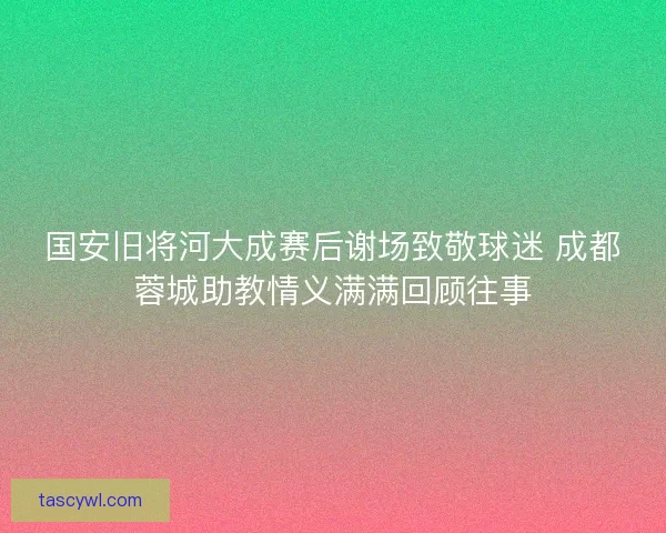 国安旧将河大成赛后谢场致敬球迷 成都蓉城助教情义满满回顾往事